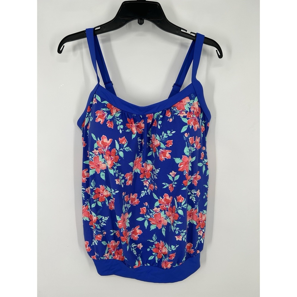 Lands' End Blue Floral Tankini Top